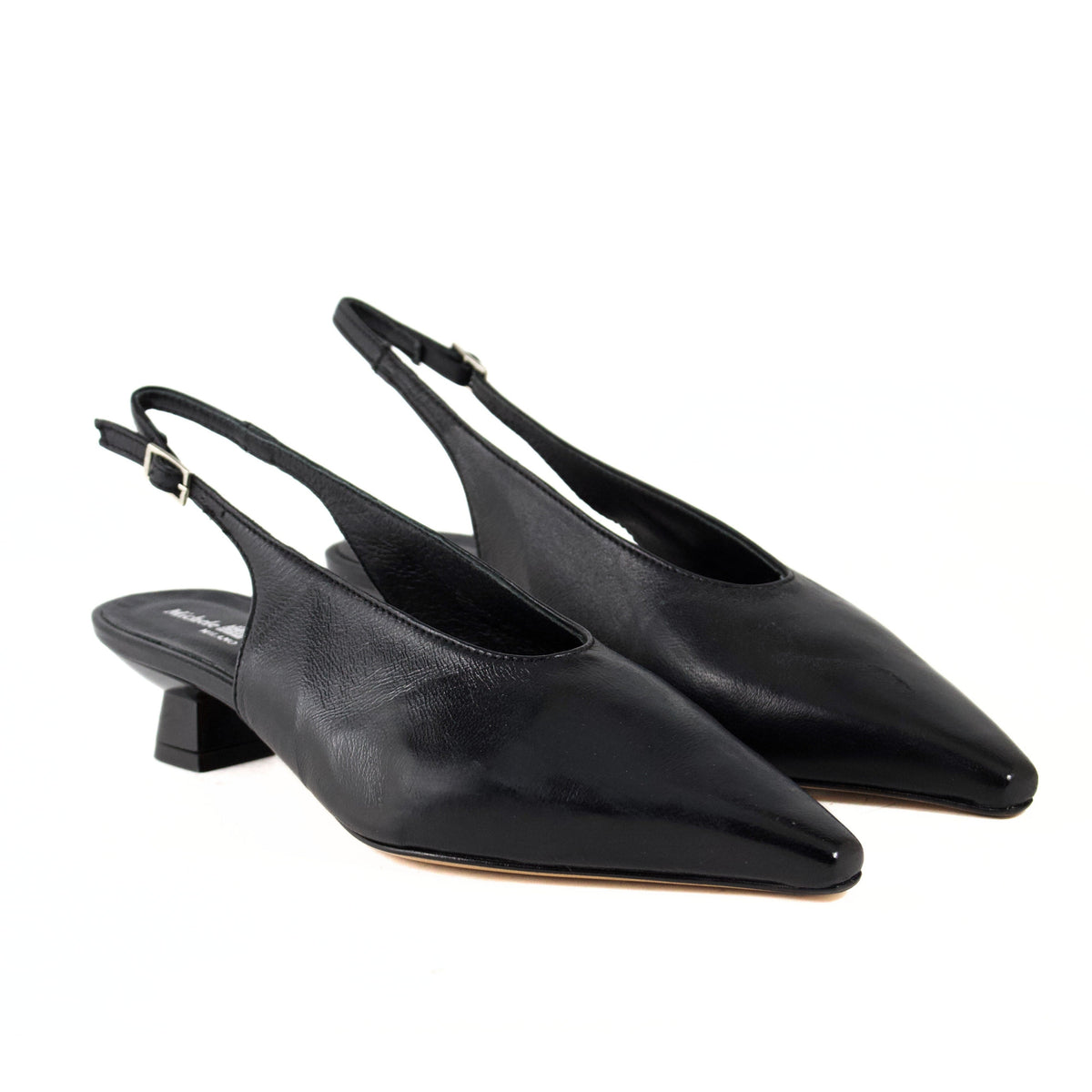 Michele Lopriore Michela Kitten Heels Slingback, Leather Black, gallery view 2