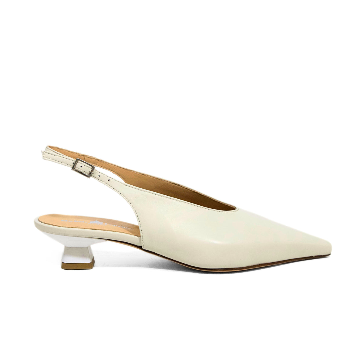 Michele Lopriore Michela Kitten Heels Slingback, Leather Off White, product view