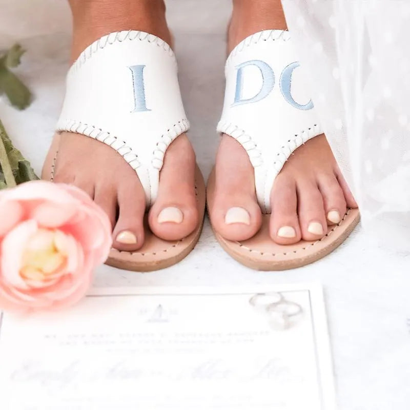 Jack Rogers - Jacks Embroidered "I DO" Sandal - White & Blue - view 4