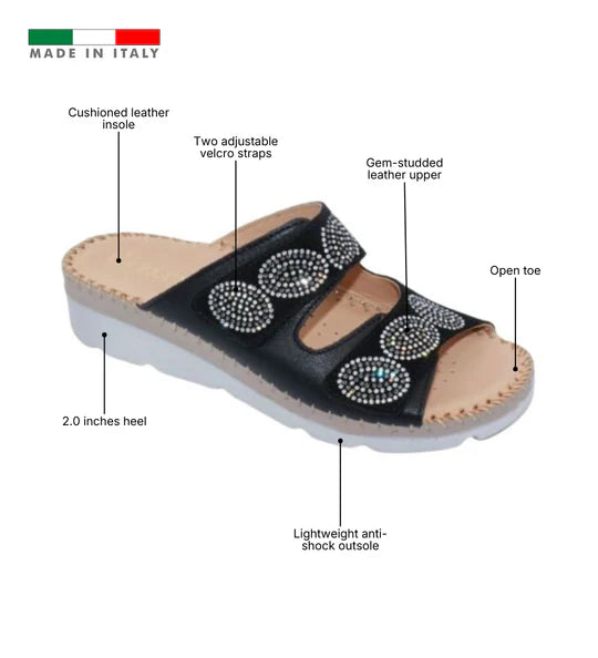La Plume - Glitz Gem-Studded Leather Sandal