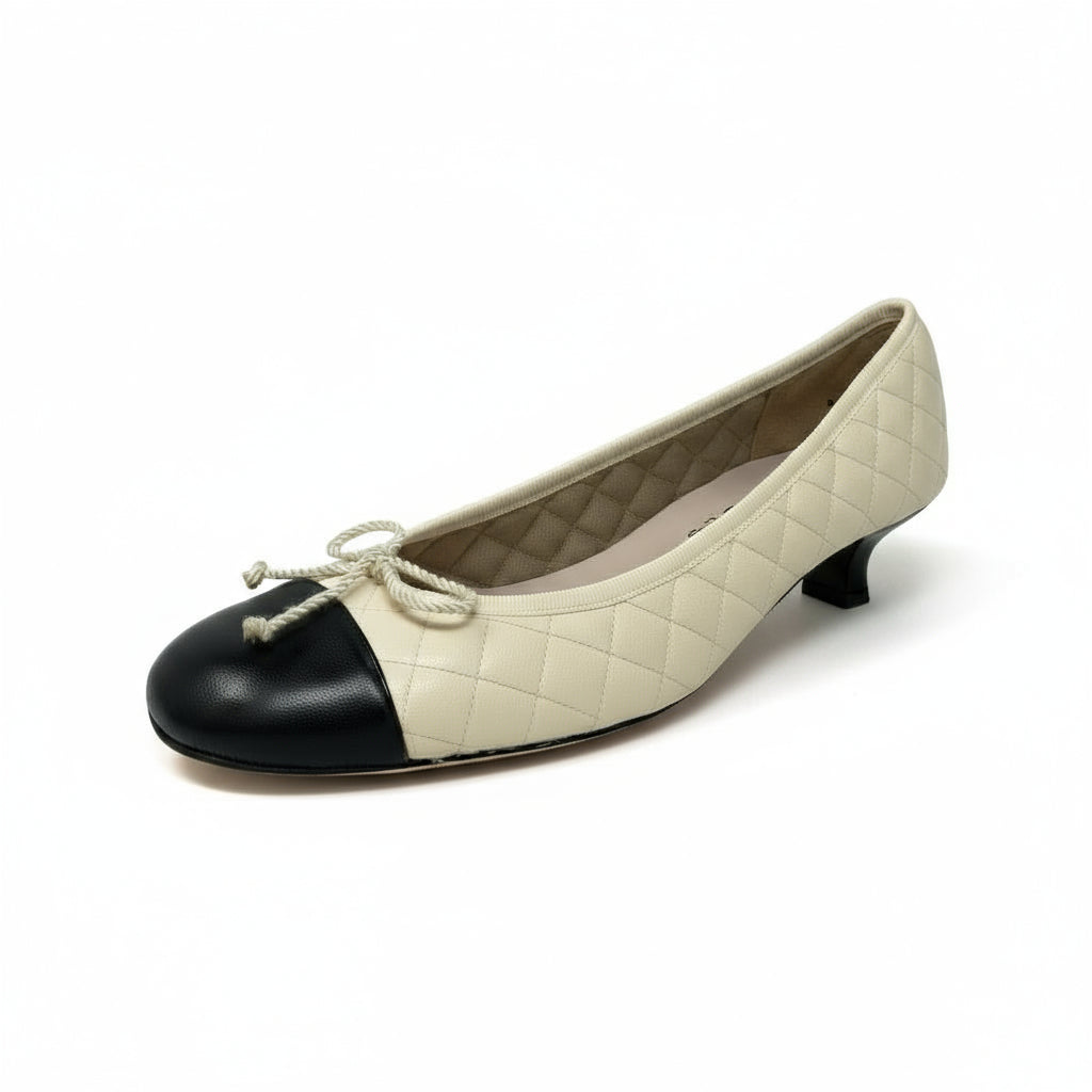 PAUL MAYER - TITOU KITTEN HEEL - SIZE 6.5 - BLACK PATENT / SALINAS NAPPA