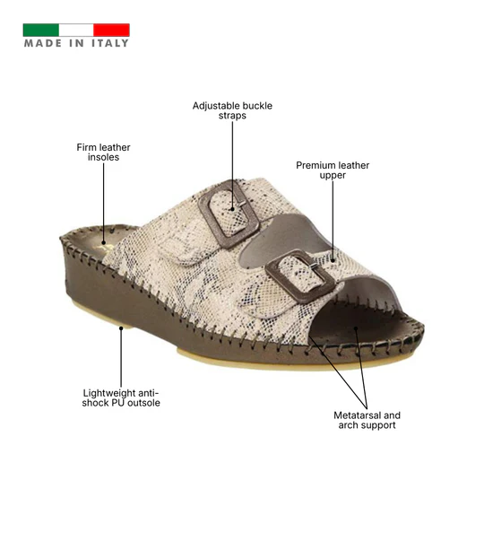 La Plume - Jen Animal Print Leather Slide