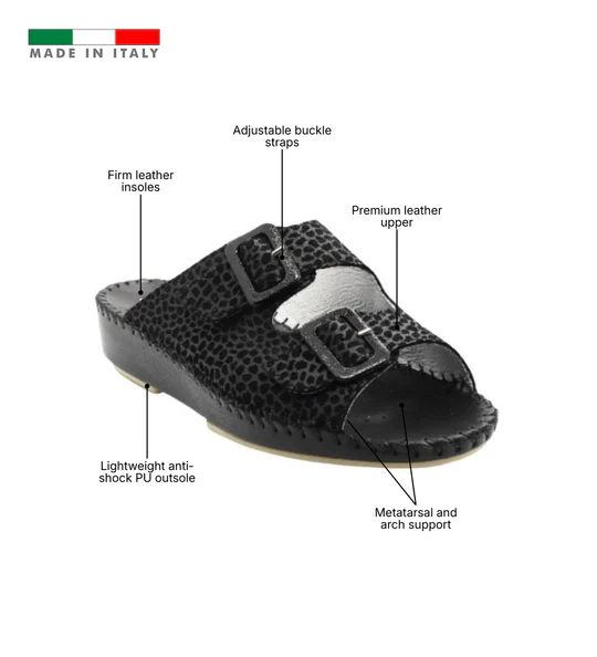 La Plume - Jen Animal Print Leather Slide