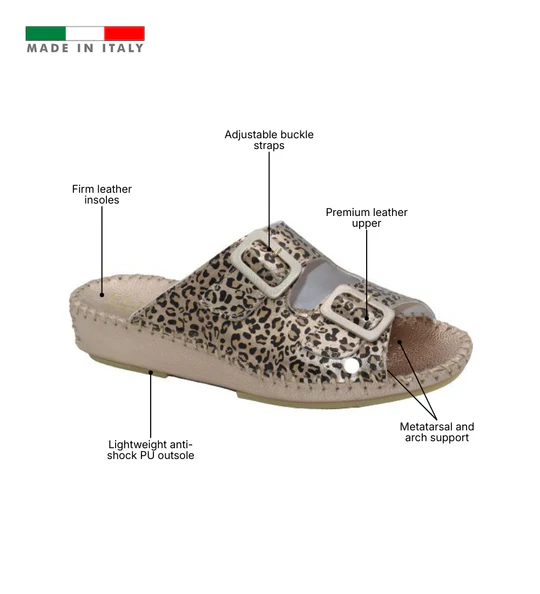 La Plume - Jen Animal Print Leather Slide