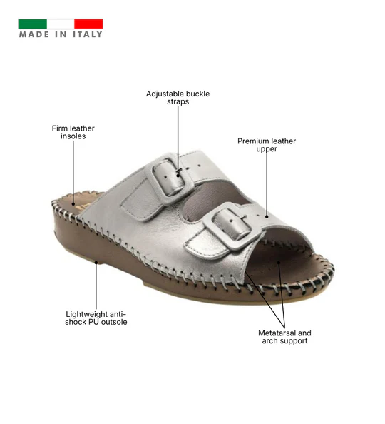 La Plume - Jen Metallic Leather Slide