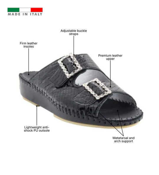 La Plume - Jen Rhinestone Leather Slide