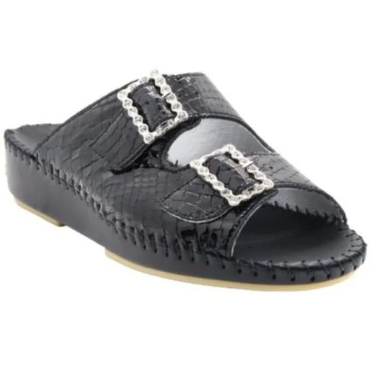 La Plume - Jen Rhinestone Leather Slide