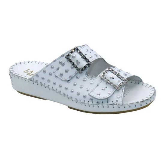 La Plume - Jen Rhinestone Leather Slide