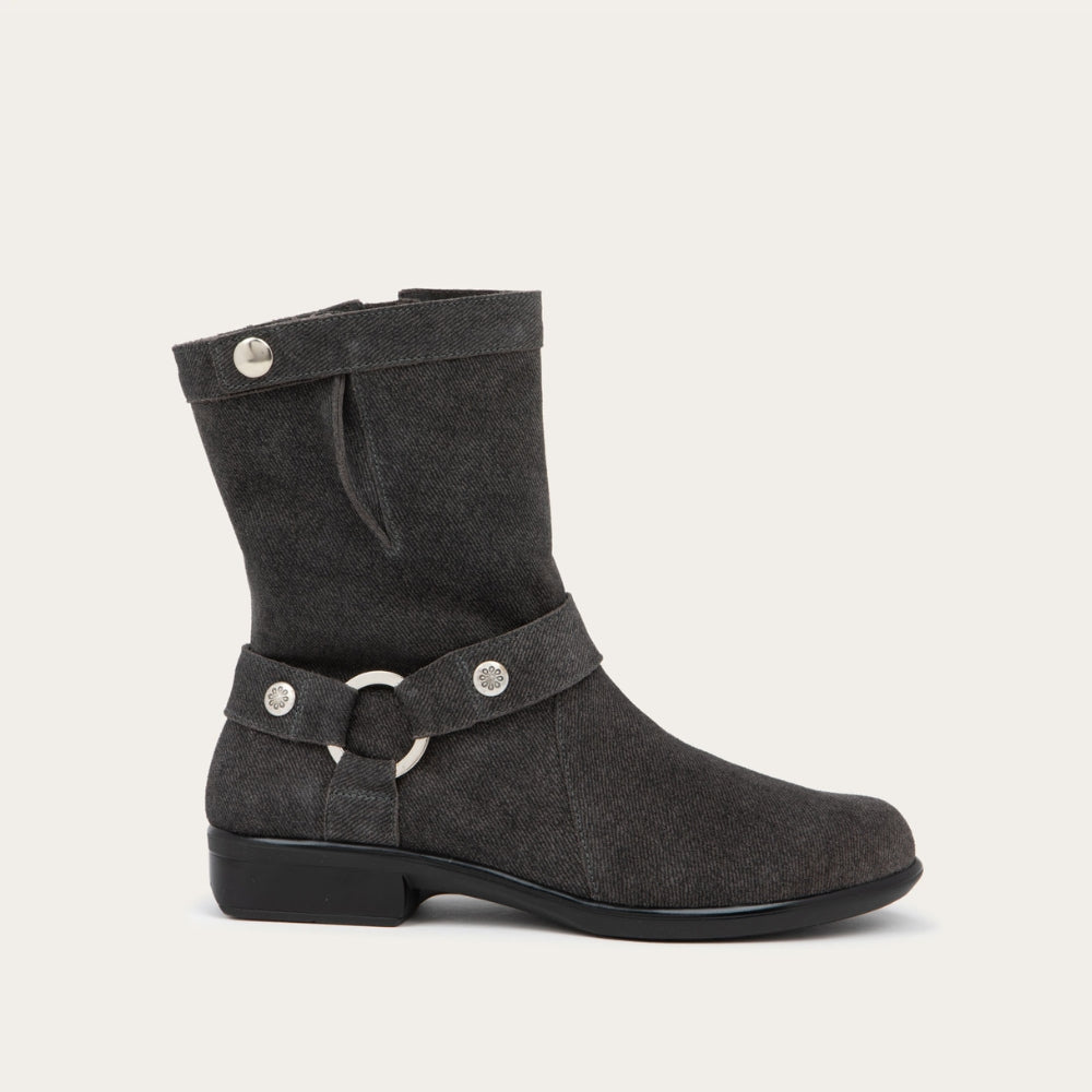 Marin in Black Embossed Suede, product view 1