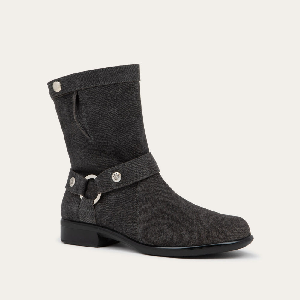 Marin in Black Embossed Suede, product view 2
