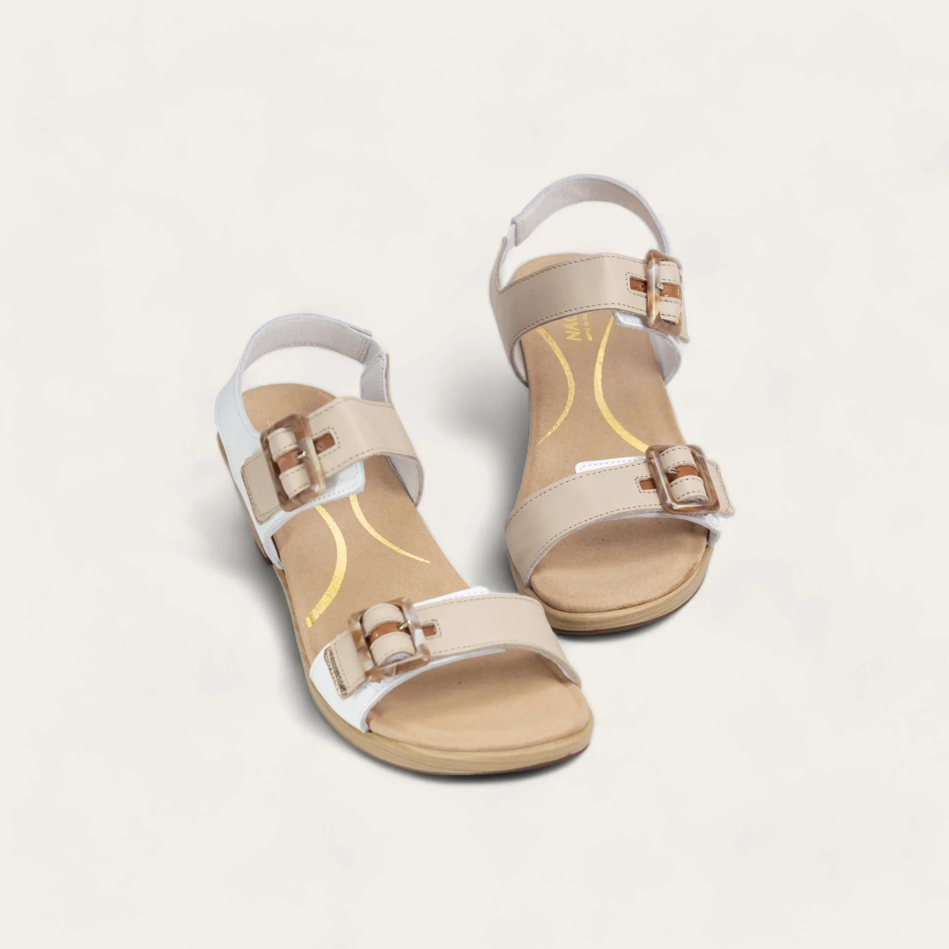 NAOT - MODE - SIZE 38 - WHITE LTHR/SOFT IVORY LTHR/LATTE BROWN LTHR/RADIANT GOLD LTHR