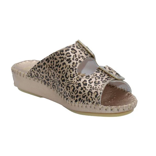 La Plume - Jen Animal Print Leather Slide