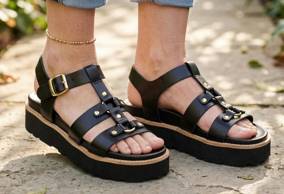 ERIC MICHAEL - MONACO ASYMMETRIC LEATHER SANDAL
