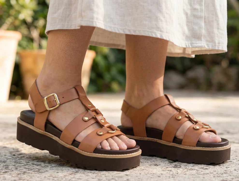 ERIC MICHAEL - MONACO ASYMMETRIC LEATHER SANDAL