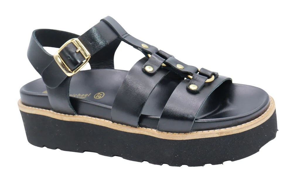 ERIC MICHAEL - MONACO ASYMMETRIC LEATHER SANDAL
