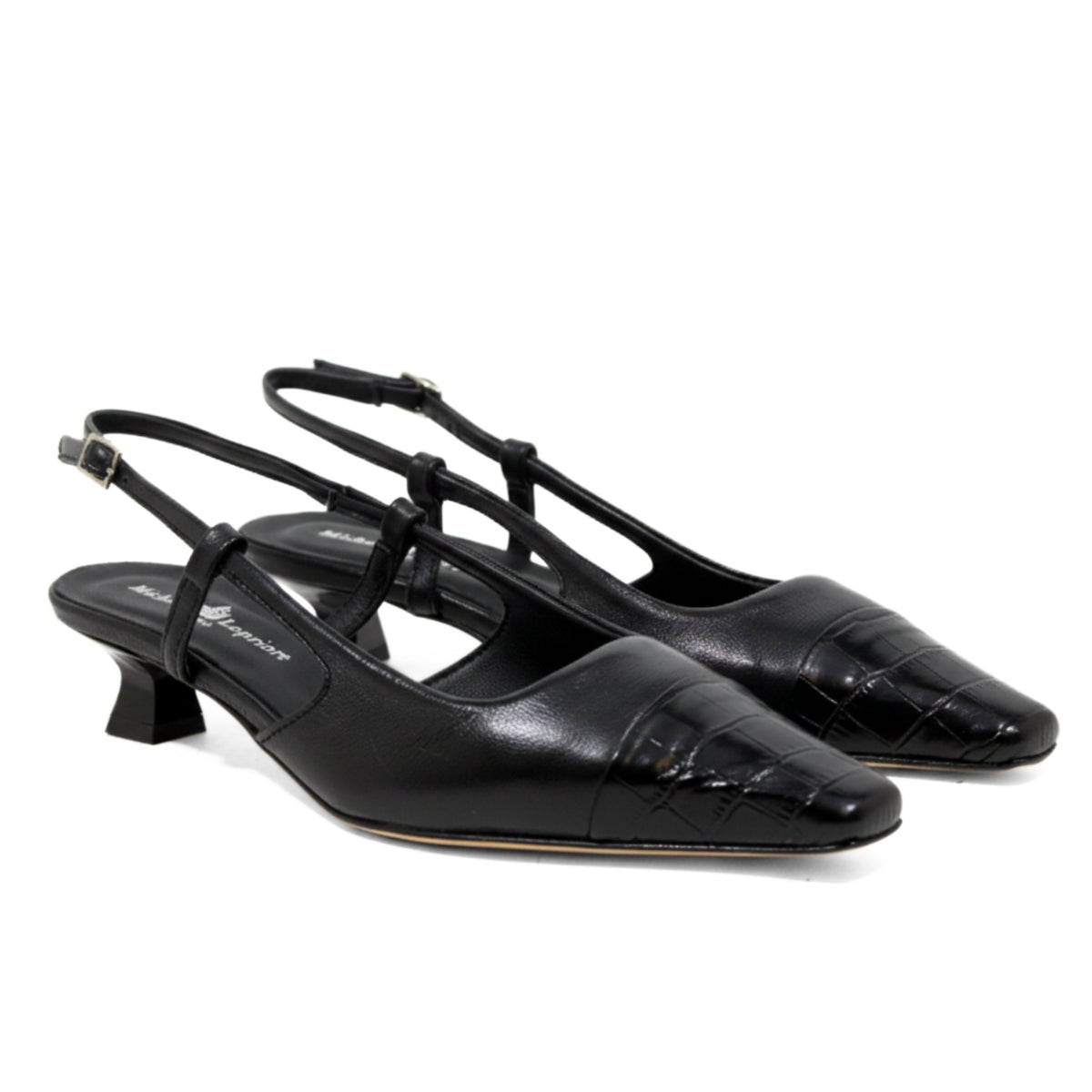 Michele Lopriore Nizza Croco Sling Back, Leather Croco Black, gallery view 2