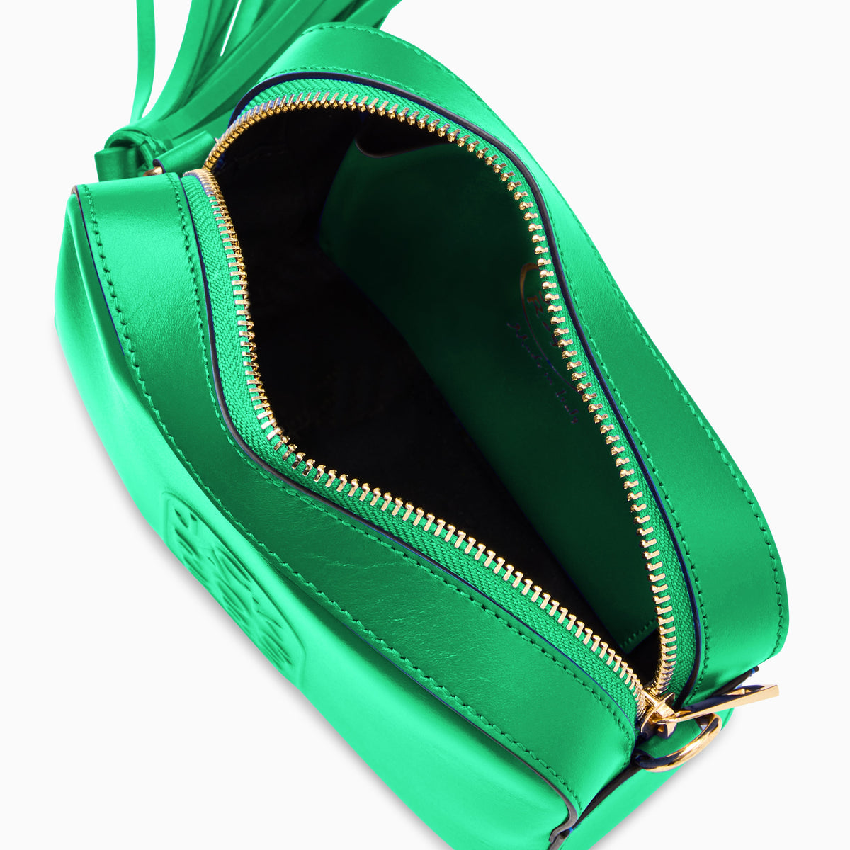 Perla Italian Leather Crossbody in Grass Green, product view 3