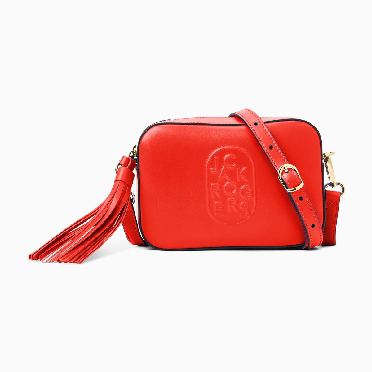 Perla Italian Leather Crossbody in Coral, product view 1