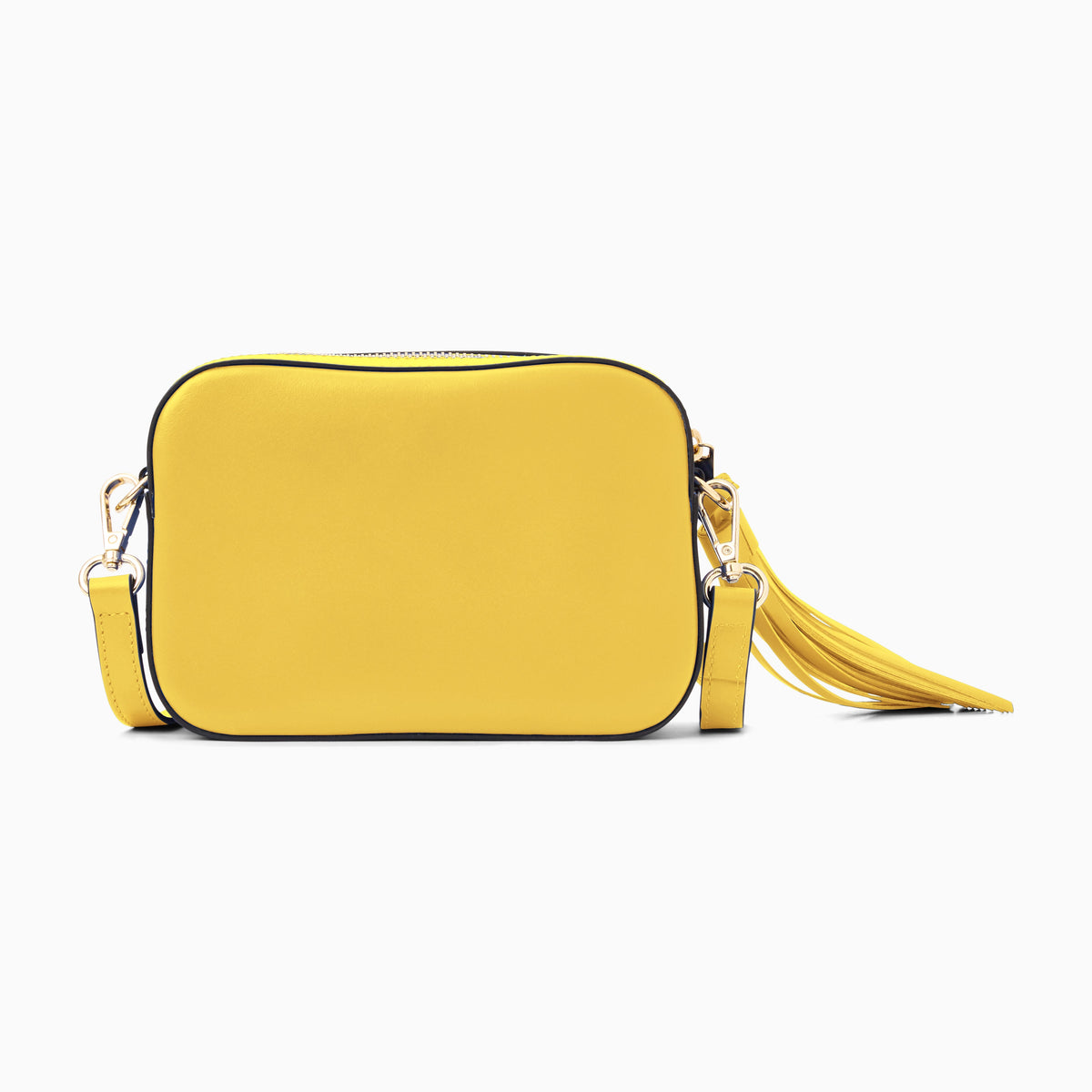 Perla Italian Leather Crossbody in Bright Yellow, product view 4