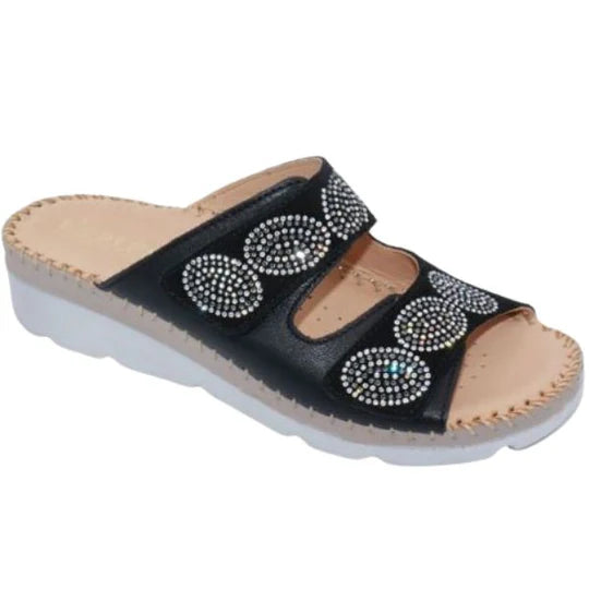 La Plume - Glitz Gem-Studded Leather Sandal