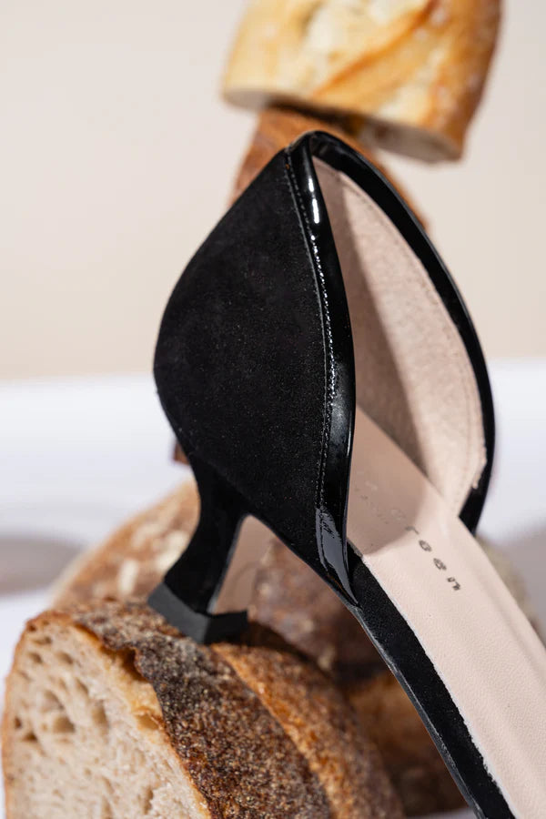 PATRICIA GREEN - PARKER D’ORSAY KITTEN HEEL SANDAL - SIZE 8 - BLACK CRYSTAL