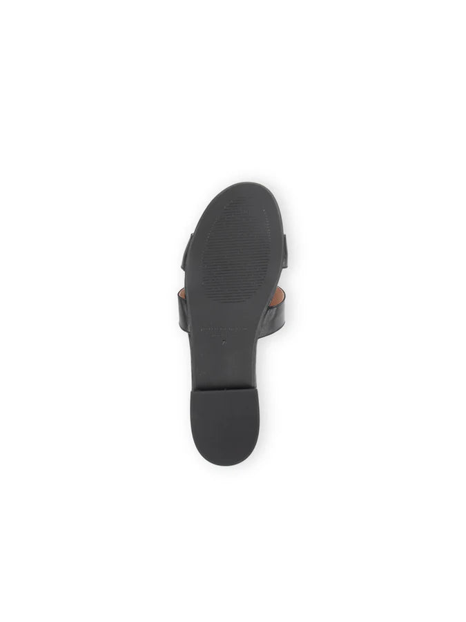 PATRICIA GREEN - HALLIE FLAT SANDAL - SIZE 10 - BLACK LEATHER