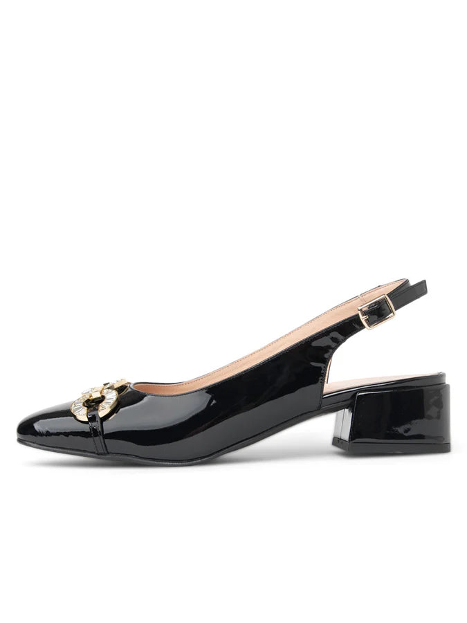 PATRICIA GREEN - AUBREY CRYSTAL SLINGBACK - SIZE 6 - BLACK PATENT