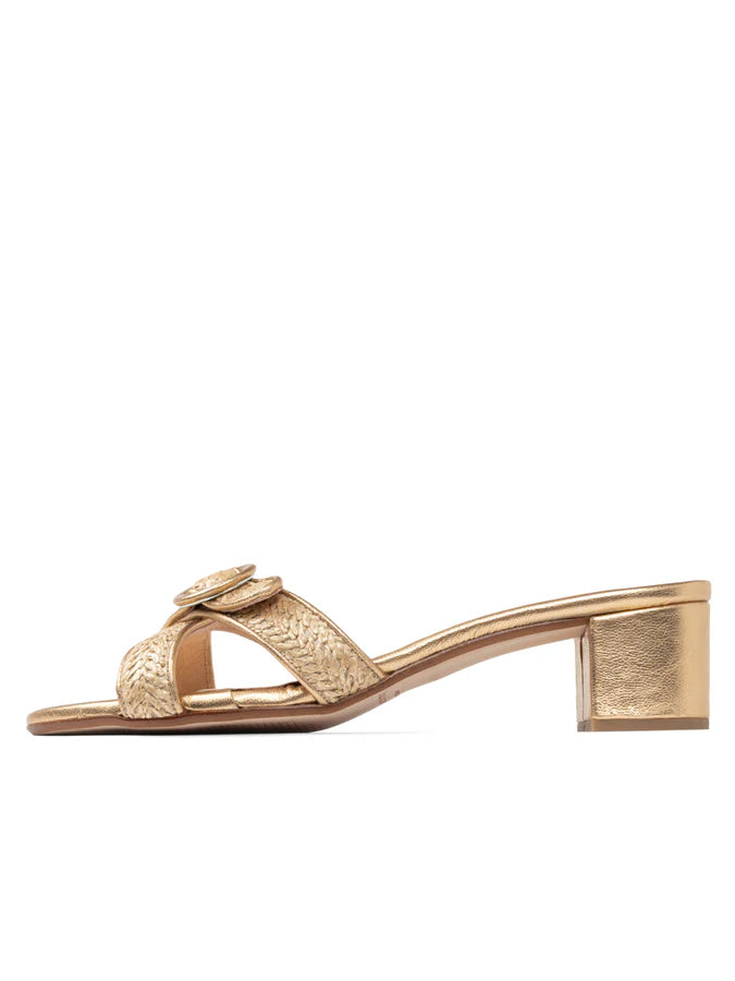 PATRICIA GREEN - GENEVA BLOCK HEELED SANDAL - SIZE 9 - BRONZE RAFFIA
