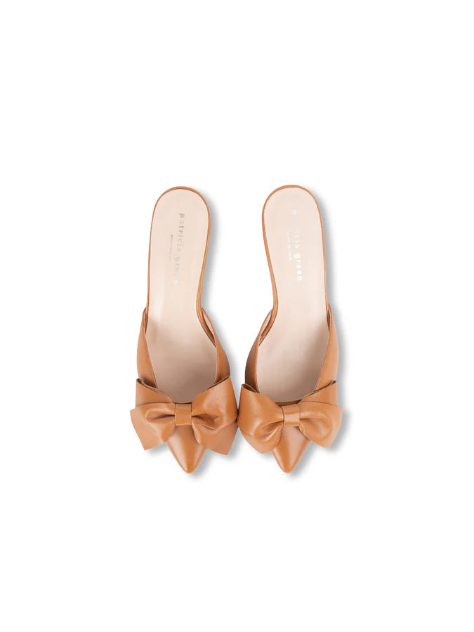 PATRICIA GREEN - MALIBU KITTEN HEEL MULE - SIZE 10 - COGNAC