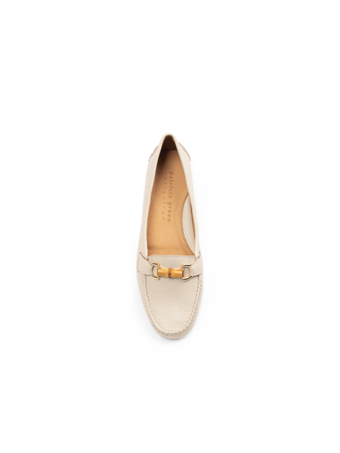 PATRICIA GREEN - JILLIAN BAMBOO HORSEBIT DRIVER - SIZE 7 - CREAM LEATHER