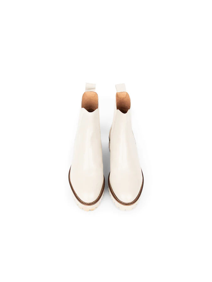 PATRICIA GREEN - CHELSEA LUG SOLE BOOTIE - SIZE 6 - CREAM