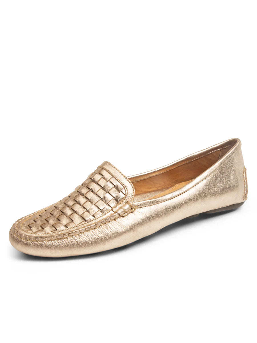 PATRICIA GREEN - KELLY WOVEN DRIVING MOCCASIN - SIZE 7 - GOLD