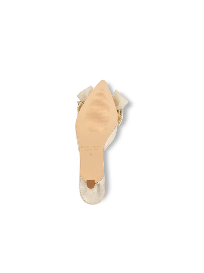 PATRICIA GREEN - MALIBU KITTEN HEEL MULE - SIZE 6 - GOLD