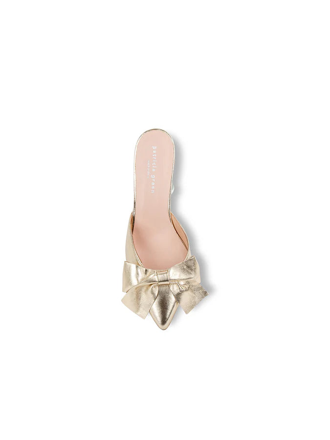 PATRICIA GREEN - MALIBU KITTEN HEEL MULE - SIZE 6 - GOLD