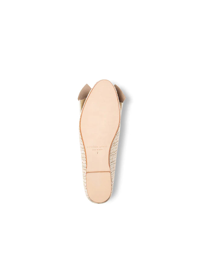 PATRICIA GREEN - ST. TROPEZ RAFFIA BALLET FLAT - SIZE 8 - GOLD