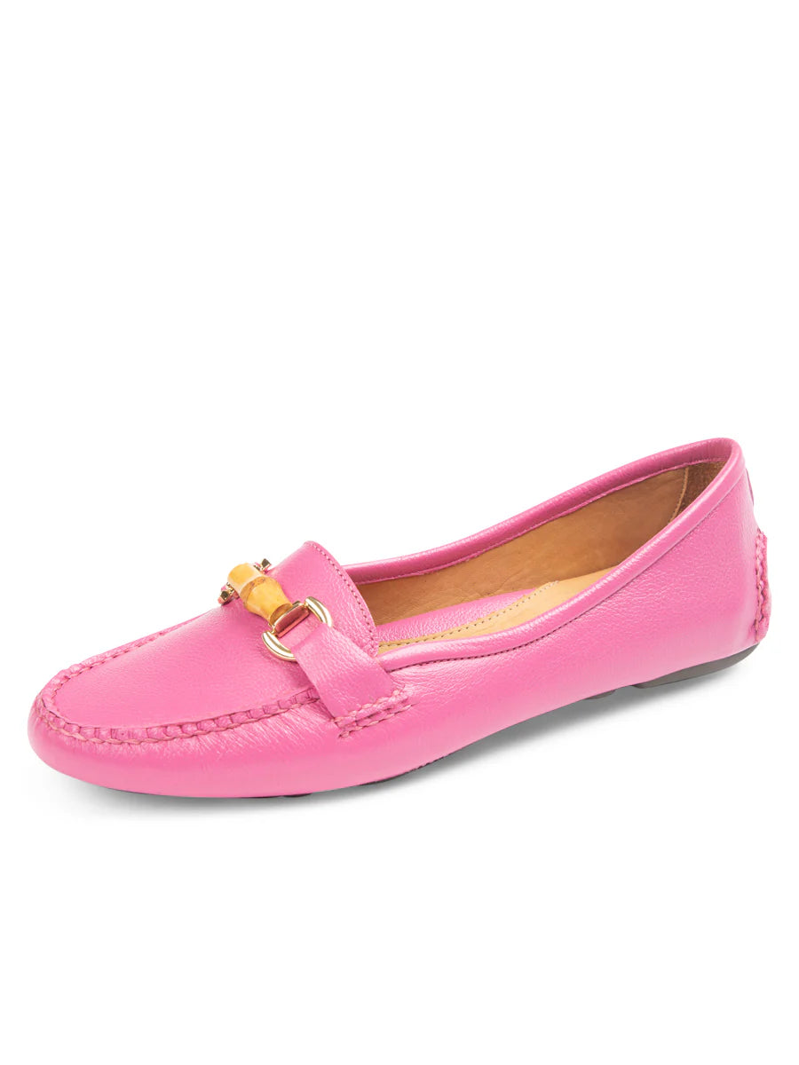 PATRICIA GREEN - JILLIAN BAMBOO HORSEBIT DRIVER - SIZE 7 - HOT PINK LEATHER