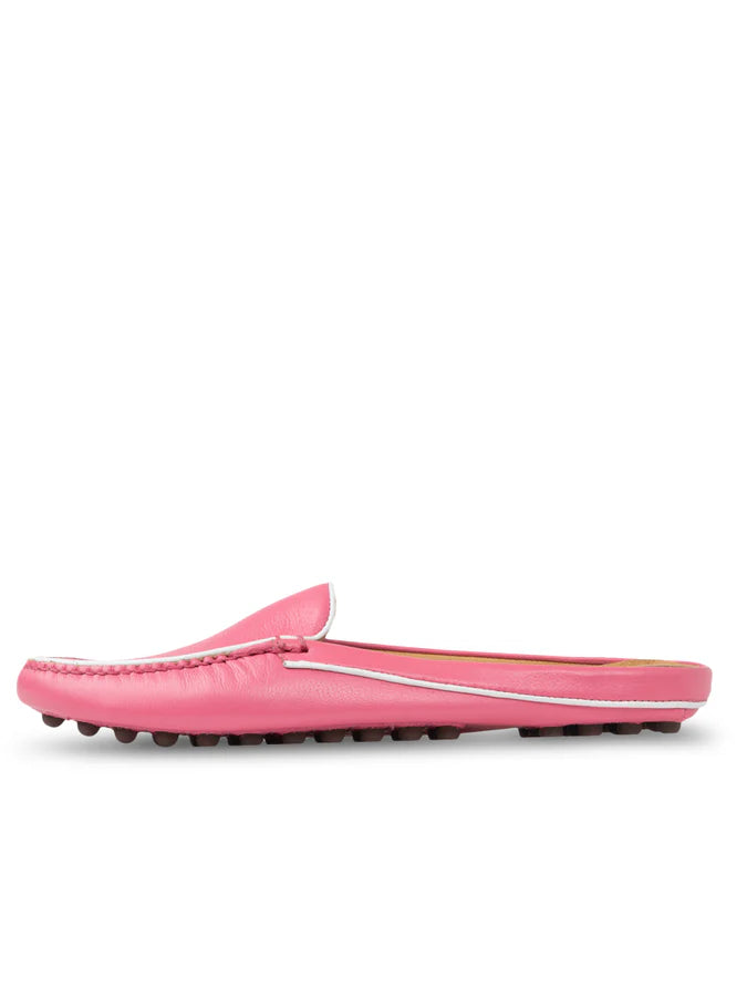 PATRICIA GREEN - JILL PIPED MULE - SIZE 6 - HOT PINK/WHITE LEATHER