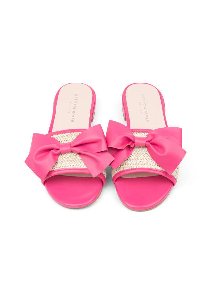 PATRICIA GREEN - ST. TROPEZ RAFFIA SLIDE SANDAL - SIZE 7 - HOT PINK