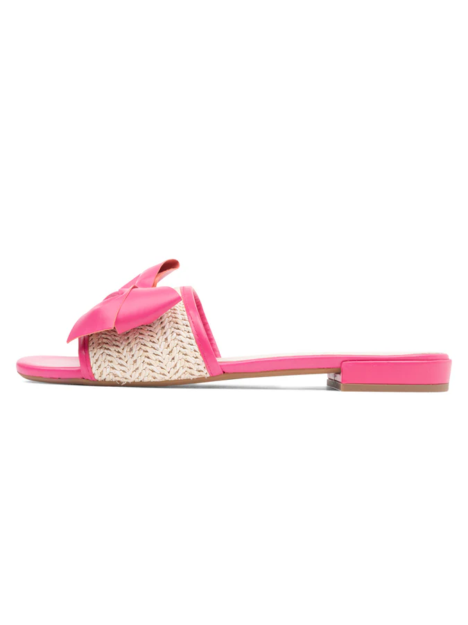 PATRICIA GREEN - ST. TROPEZ RAFFIA SLIDE SANDAL - SIZE 7 - HOT PINK
