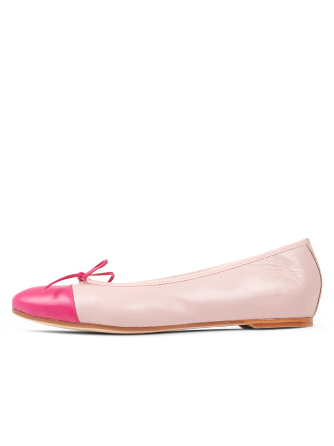 PATRICIA GREEN - TROPEZ CAP TOE BALLET FLAT - SIZE 9 - LIGHT PINK/HOT PINK
