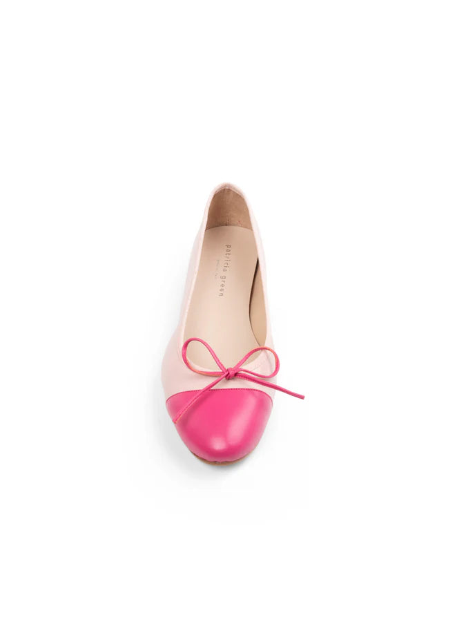 PATRICIA GREEN - TROPEZ CAP TOE BALLET FLAT - SIZE 9 - LIGHT PINK/HOT PINK