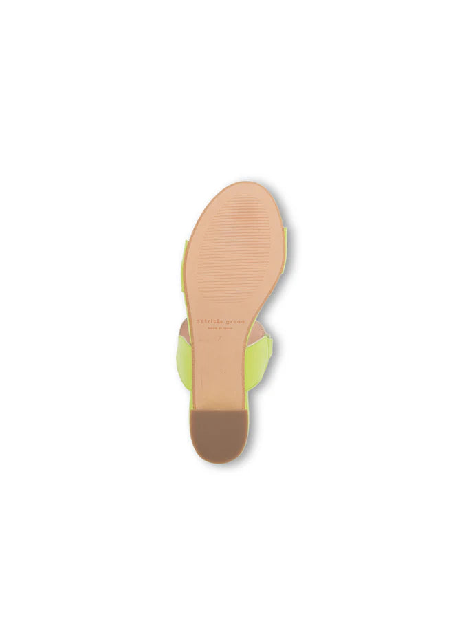PATRICIA GREEN - PALM BEACH BLOCK HEEL SCALLOPED SANDAL - SIZE 7 - LIME GREEN