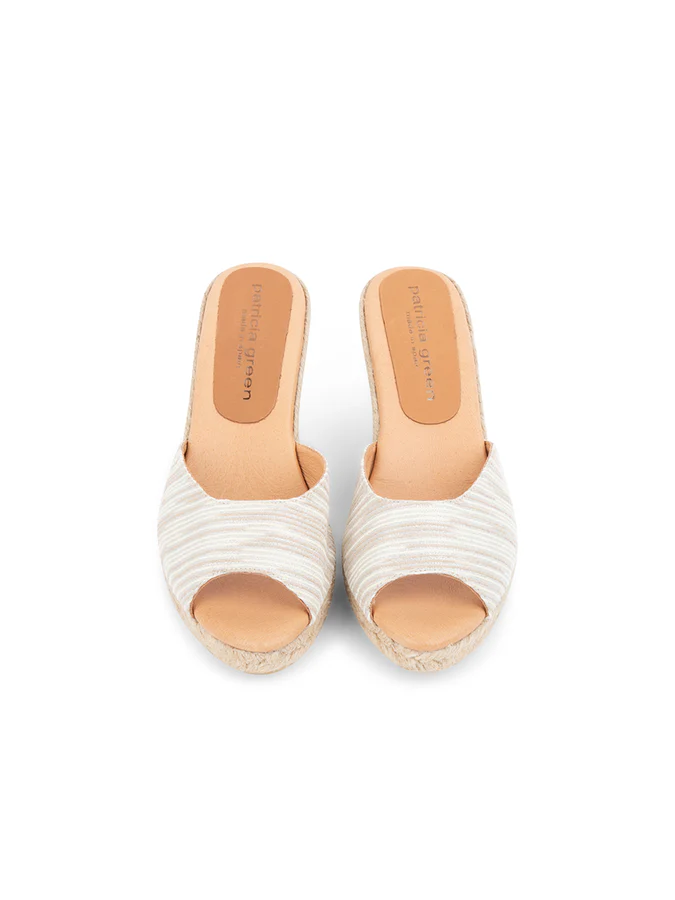 PATRICIA GREEN - VERONA SLIP ON ESPADRILLE - SIZE 9 - METALLIC PEARL