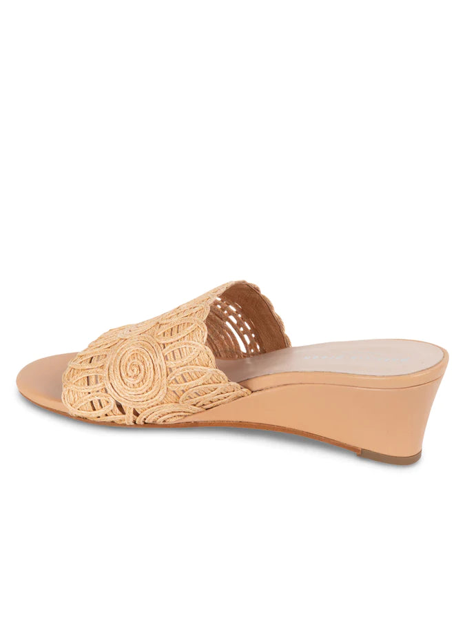 PATRICIA GREEN - SIESTA SWIRLED RAFFIA WEDGE - SIZE 7 - NATURAL