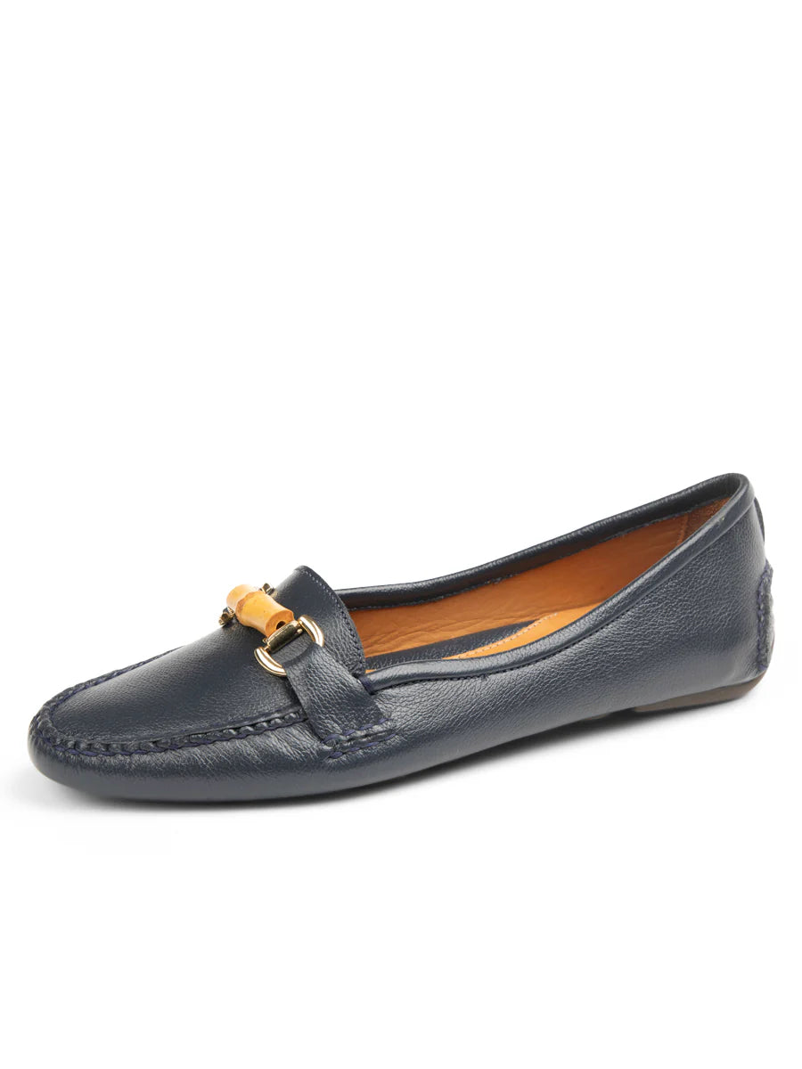 PATRICIA GREEN - JILLIAN BAMBOO HORSEBIT DRIVER - SIZE 7 - NAVY LEATHER