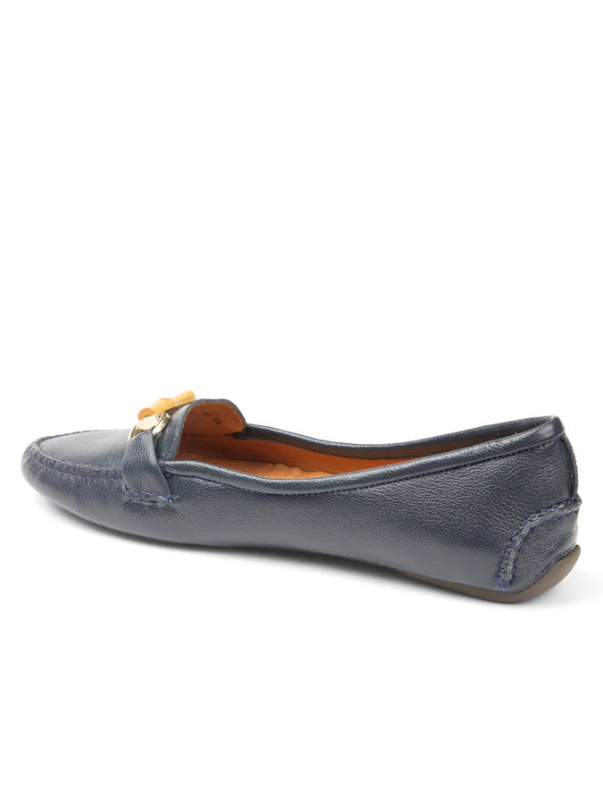 PATRICIA GREEN - JILLIAN BAMBOO HORSEBIT DRIVER - SIZE 7 - NAVY LEATHER