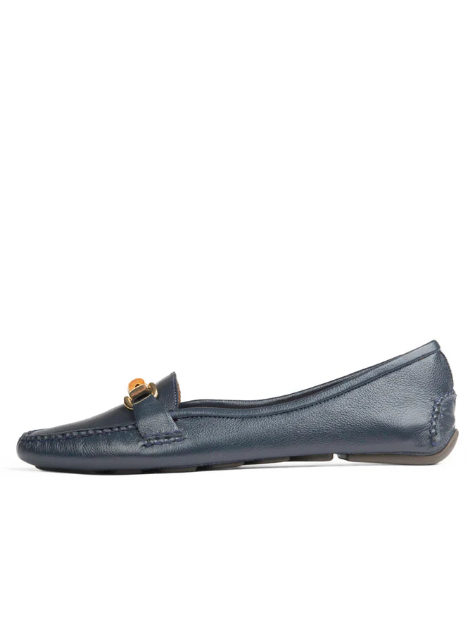 PATRICIA GREEN - JILLIAN BAMBOO HORSEBIT DRIVER - SIZE 7 - NAVY LEATHER