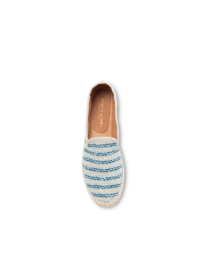 PATRICIA GREEN - AVERY ESPADRILLE LOAFER - SIZE 7 - NAVY STRIPED CANVAS