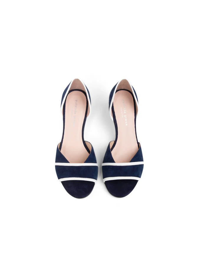 PATRICIA GREEN - PARKER D’ORSAY KITTEN HEEL SANDAL - SIZE 9 - NAVY