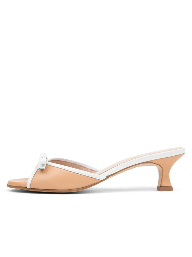 PATRICIA GREEN - BETTYE PEEP TOE KITTEN HEEL - SIZE 7 - NUDE/WHITE